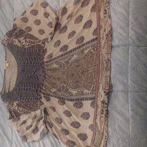 One World Gray/Blue/Maroon 3/4 Sleeve Top Size 2X